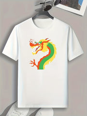Dragon Pattern Print Men's Sports T-shirt