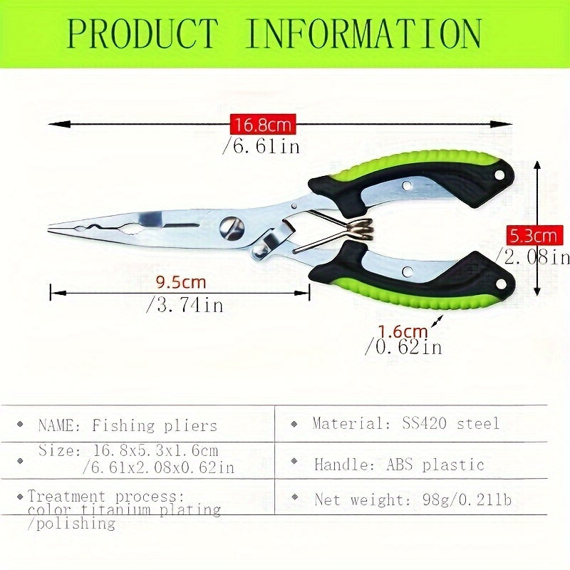 Stainless Steel Fishing Pliers with Non-slip Handle and Line Cutter
