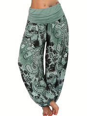  Boho Paisley Print High Waist Harem Pants