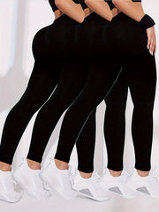 Solid Butt Lifting High Elastic Yoga Leggings Soft Workout Pants