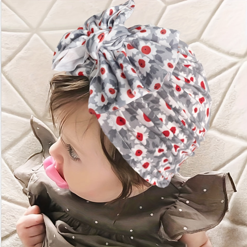 Autumn Printed Bow Baby Hat 0-3 Years Old