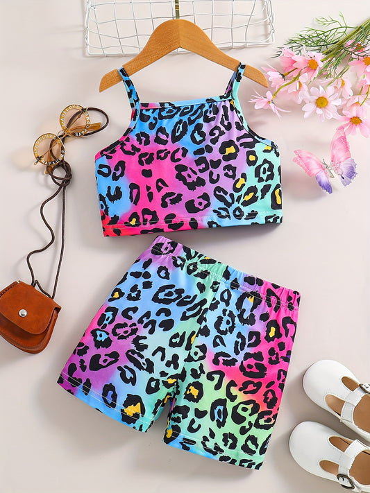 Toddler Girls Clothes Animal Print Cami Shirt Shorts Set