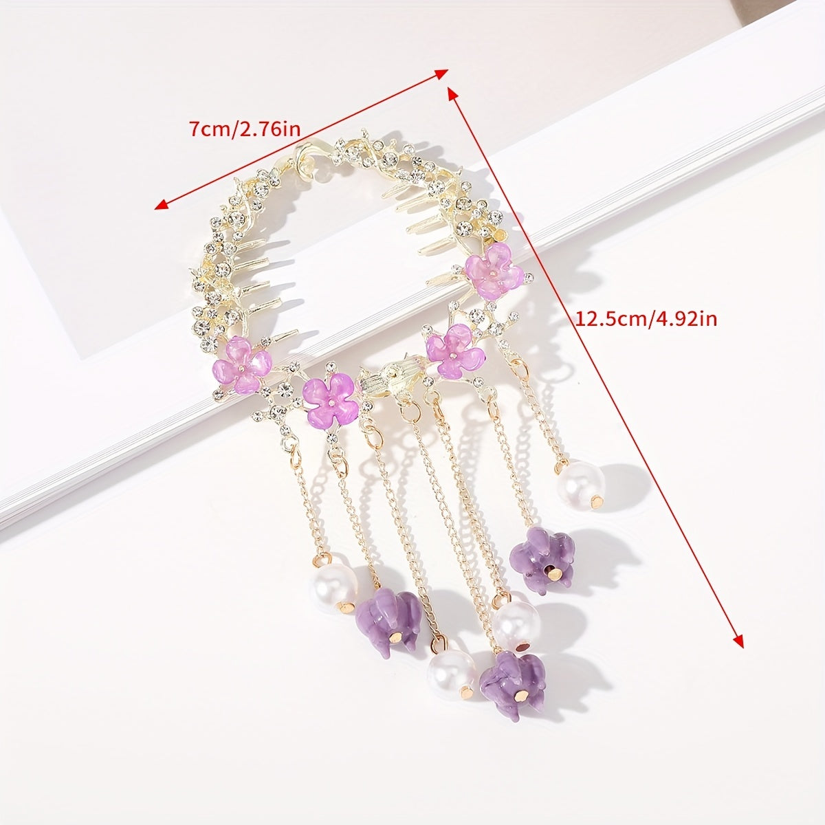 Tassel & Flower Hair Claw Rhinestone Hair Clip