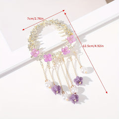 Tassel & Flower Hair Claw Rhinestone Hair Clip