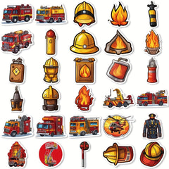 61pcs Firefighter Hero Stickers Fire Prevention Week Fire Safety Themed