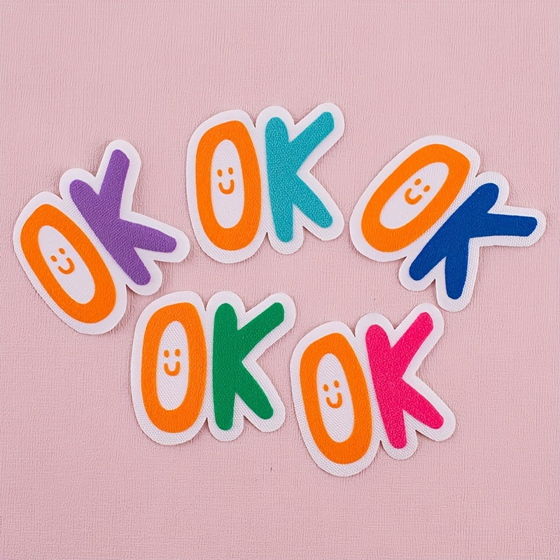 5PCS 3D Printing Letter Style Decorative Cloth Stickers for Girls