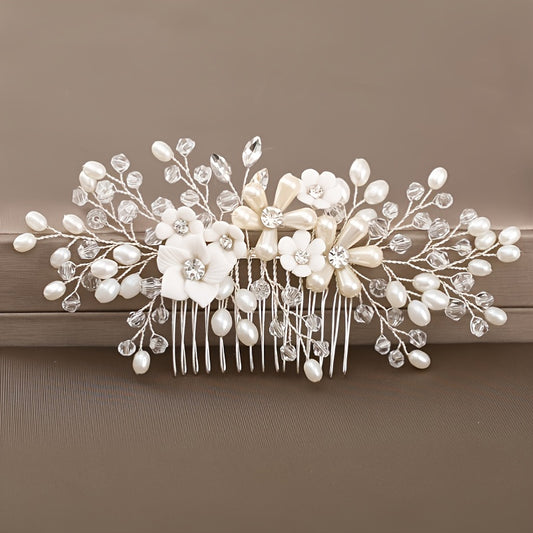 Floral Wedding Comb Pearl Hairpiece Bridal Hair Accessories