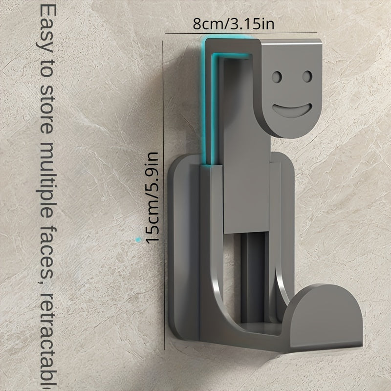 Smiley Face Pattern Retractable Washbasin Punch Adhesive Hooks