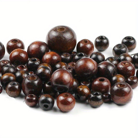 20mm Brown Wood Beads Large Hole Glossy Loose Beads DIY Jewelry Making