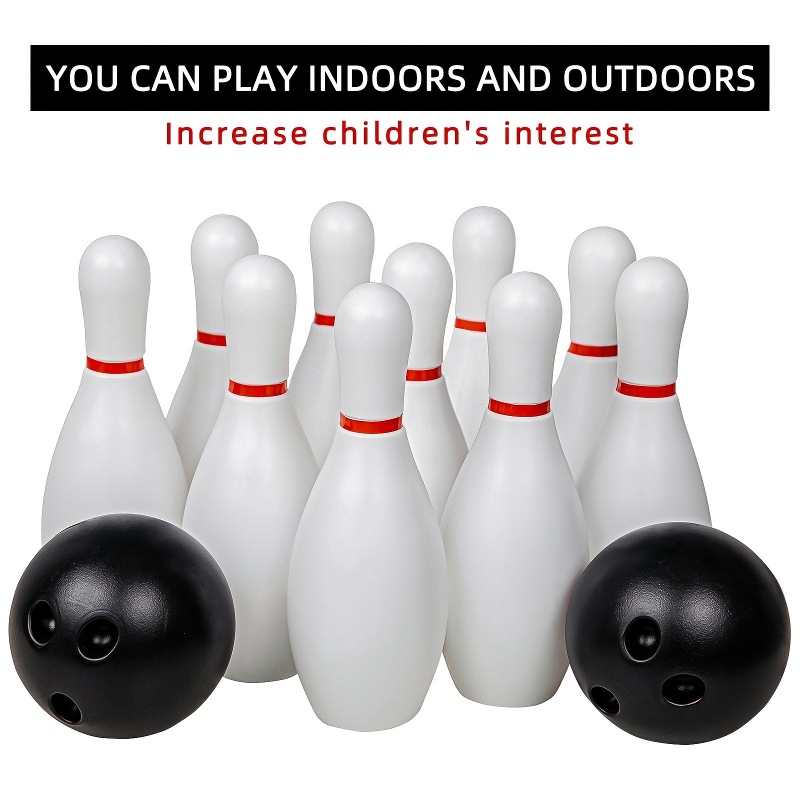 Bowling Ball Toy Set 10 Bottles 2 Balls Classic Style Large Size