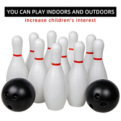 Bowling Ball Toy Set 10 Bottles 2 Balls Classic Style Large Size