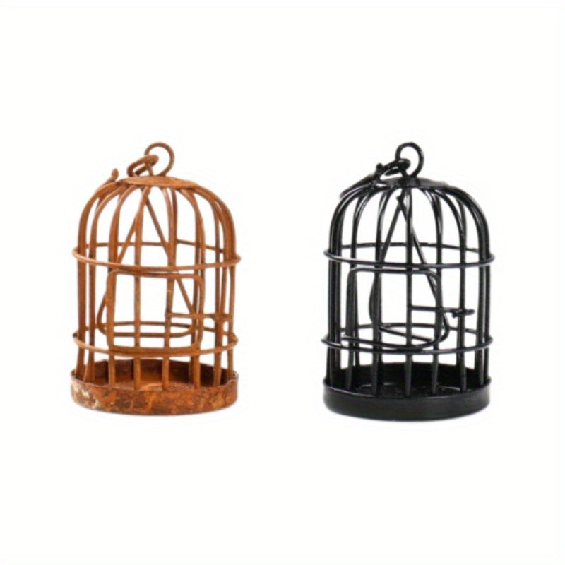 1:12 Dollhouse Iron Birdcage Hanging Ornament Micro Landscape Decoration