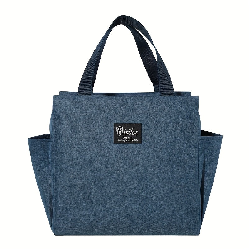 Insulated Tote Bag Portable Cooler Gray Fabric Zipper Closure Carry Handles