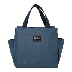 Insulated Tote Bag Portable Cooler Gray Fabric Zipper Closure Carry Handles