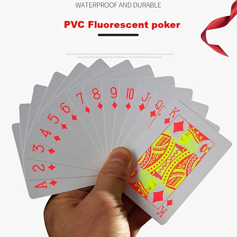 2PCS Fluorescent Waterproof Playing Cards for Poker Gift