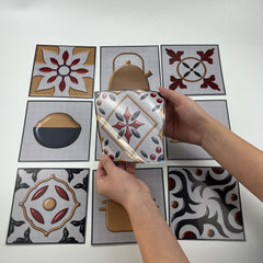 10pcs Vintage Kitchen Tile Sticker Peel Stick Non Slip PVC Wall Sticker