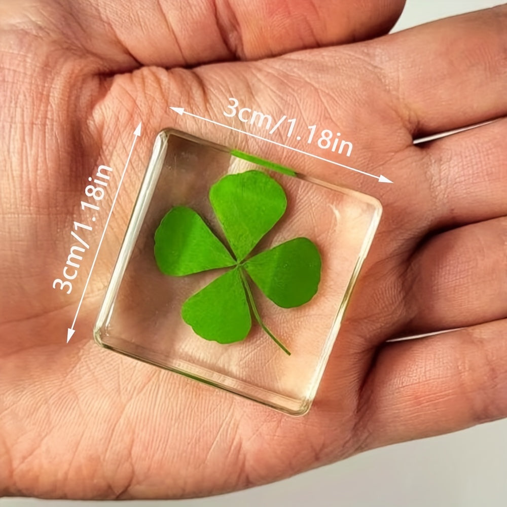 Men's Four Leaf Clover Charm Clear Glass Lucky Accessory