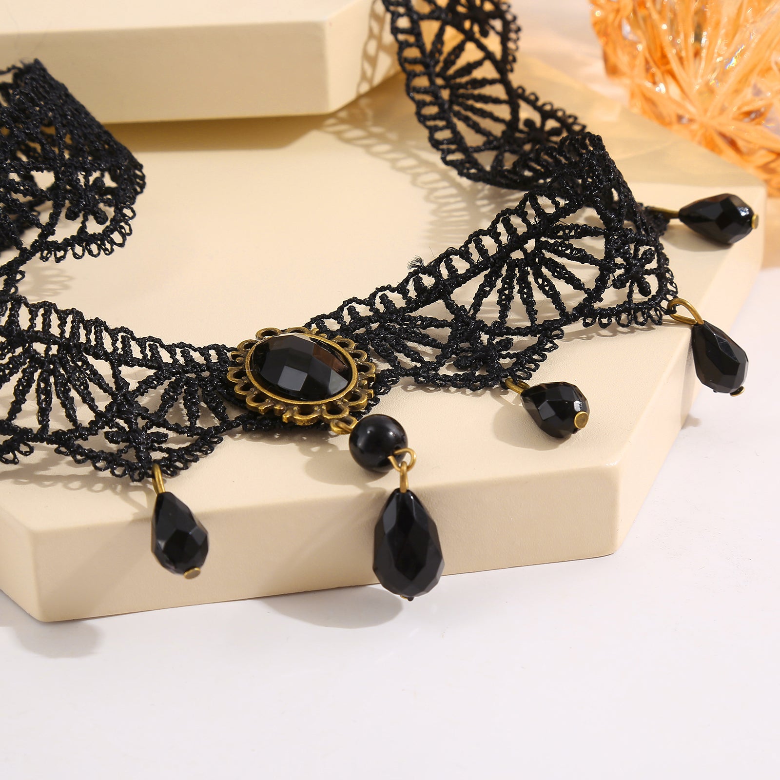 Crystal Tassel Lace Necklace