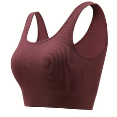  Ribbed Tank Bra with Removable Pads