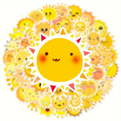 50pc Cartoon Sun Vinyl Stickers - Reusable Decals for Laptops, Water Bottles