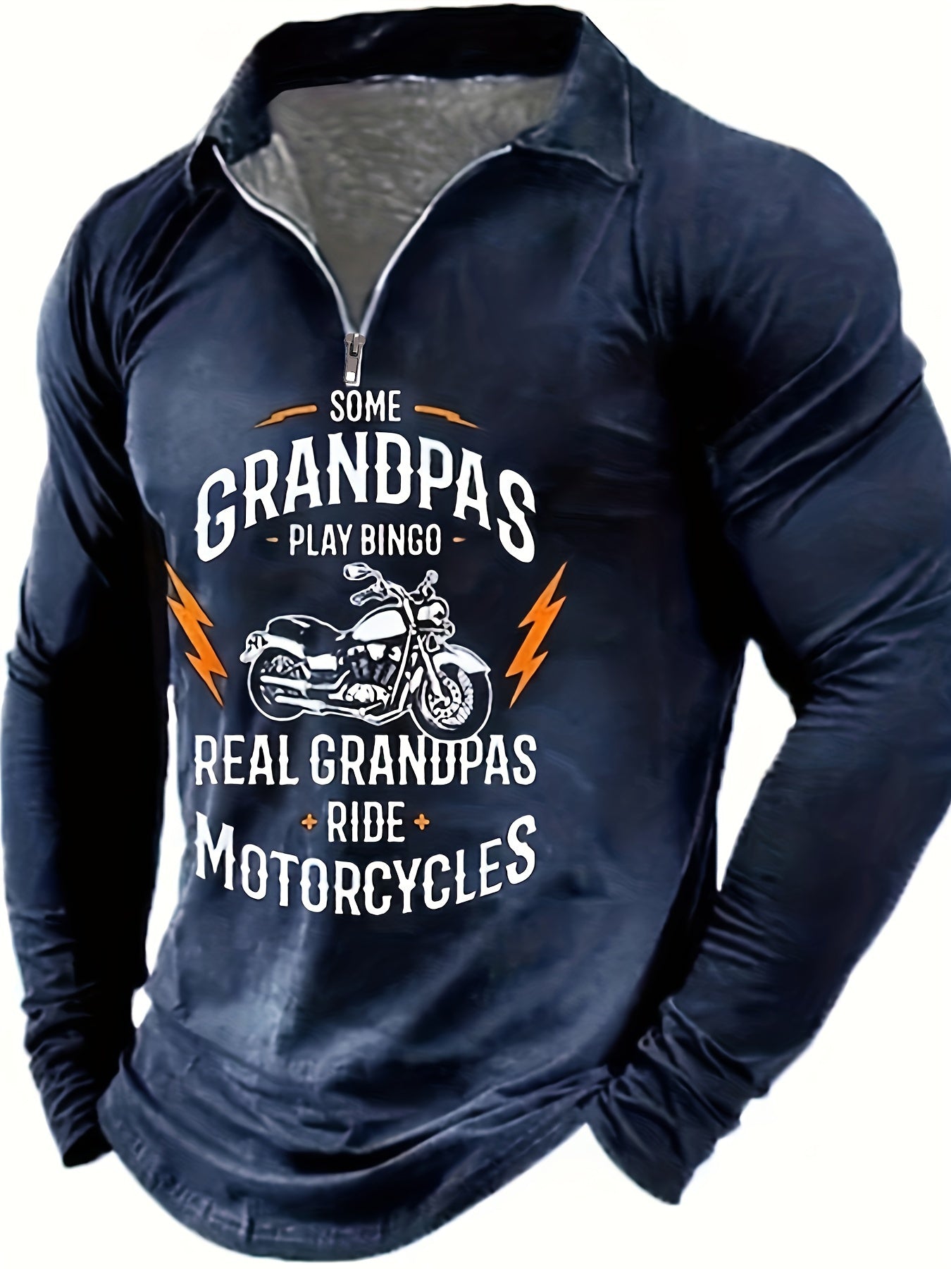 Motorcycle Pattern Men's Long Sleeve Shirt for Autumn