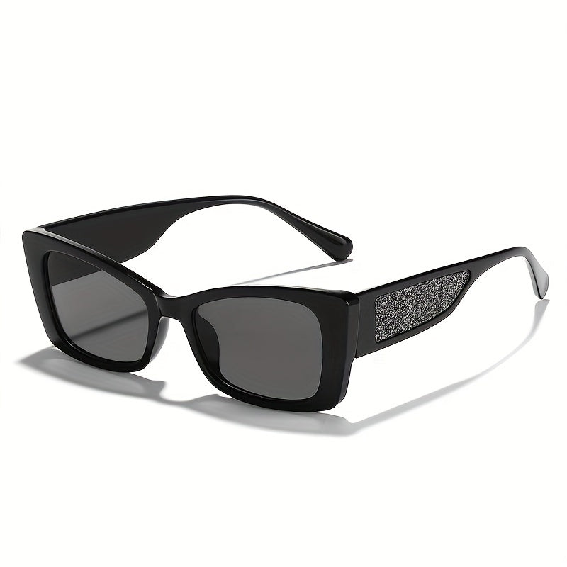 Vintage Glitter Sunglasses for Women, Cat's Eye Small Frame, Sunscreen Glasses