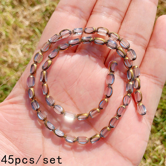 45pcs Transparent Golden Edge Crystal Beads Faceted Glass Spacer Beads DIY Brace