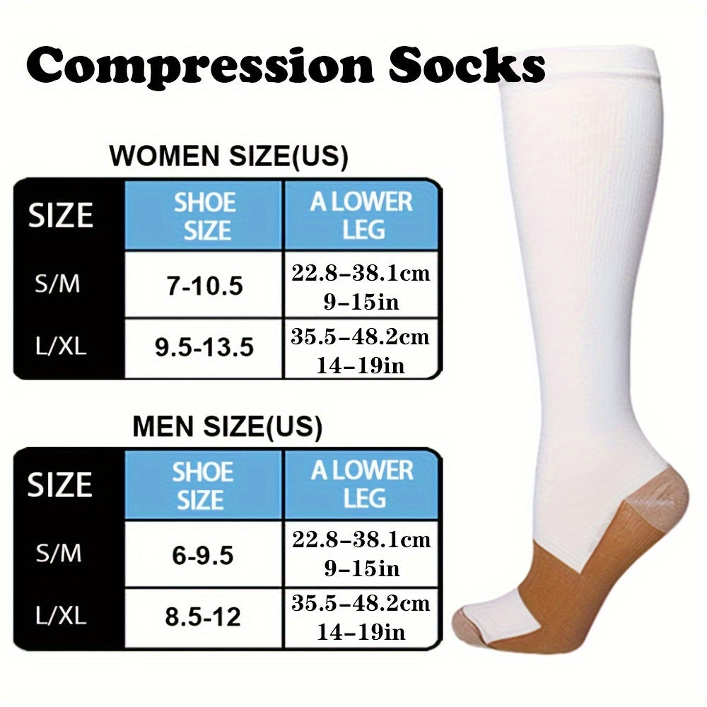 Sport Compression Socks for Men Women, Knee High Running Nursing Athletic