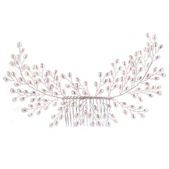 Silver Pearl Hair Comb Styling Accessory for Prom Party Bride