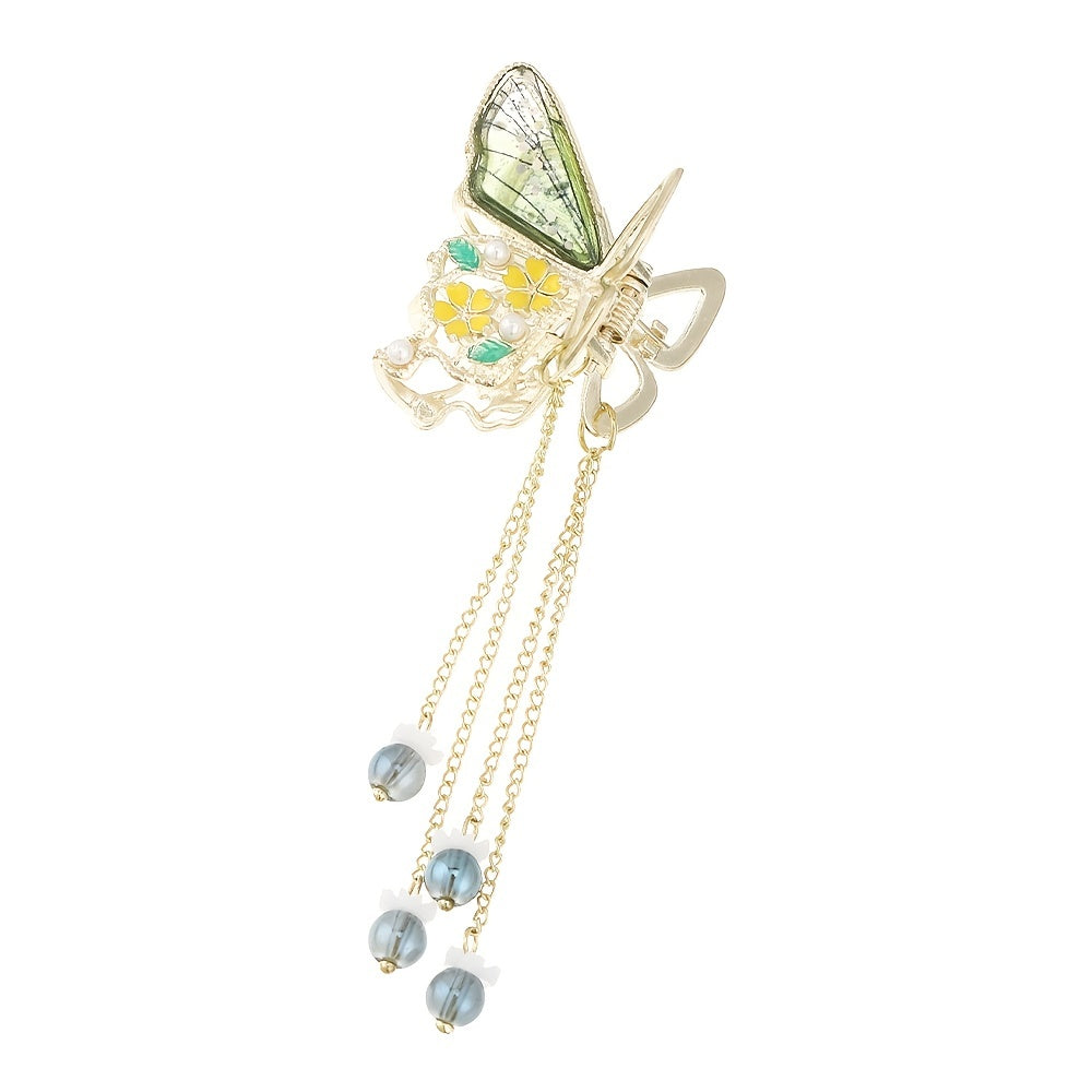 Butterfly Hair Clip Tassel Beaded Small Claw Clip For Women Girls
