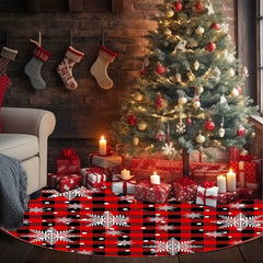 Red Tree Skirt Christmas Decorations Farmhouse Holiday Home Party Decor