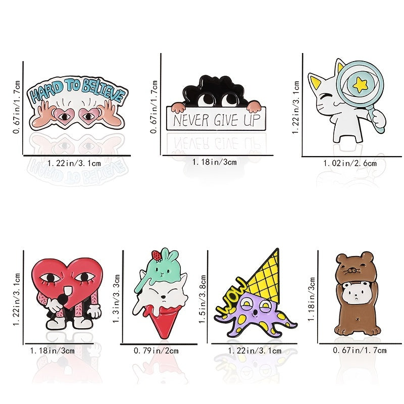 Large Eye Shaped Brooch Magnifying Glass Cat Rabbit Squid Bear