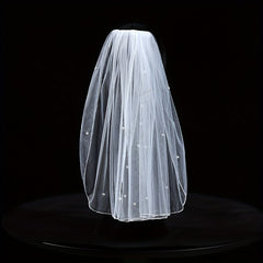 Bridal Veil with Simulated Pearl Embellishments for Wedding Ceremonies