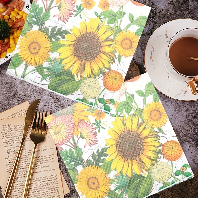 Sunflower Luncheon Napkins - 20pcs - Sunflower Theme Party Supplies