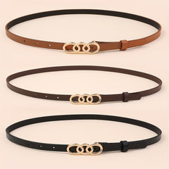 Triple Ring Buckle Thin Belt Set for Women