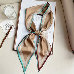 Stripe Print Skinny Scarf Solid Neck Tie Scarf