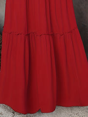  Smock Maxi Skirt Elastic Drawstring High Rise