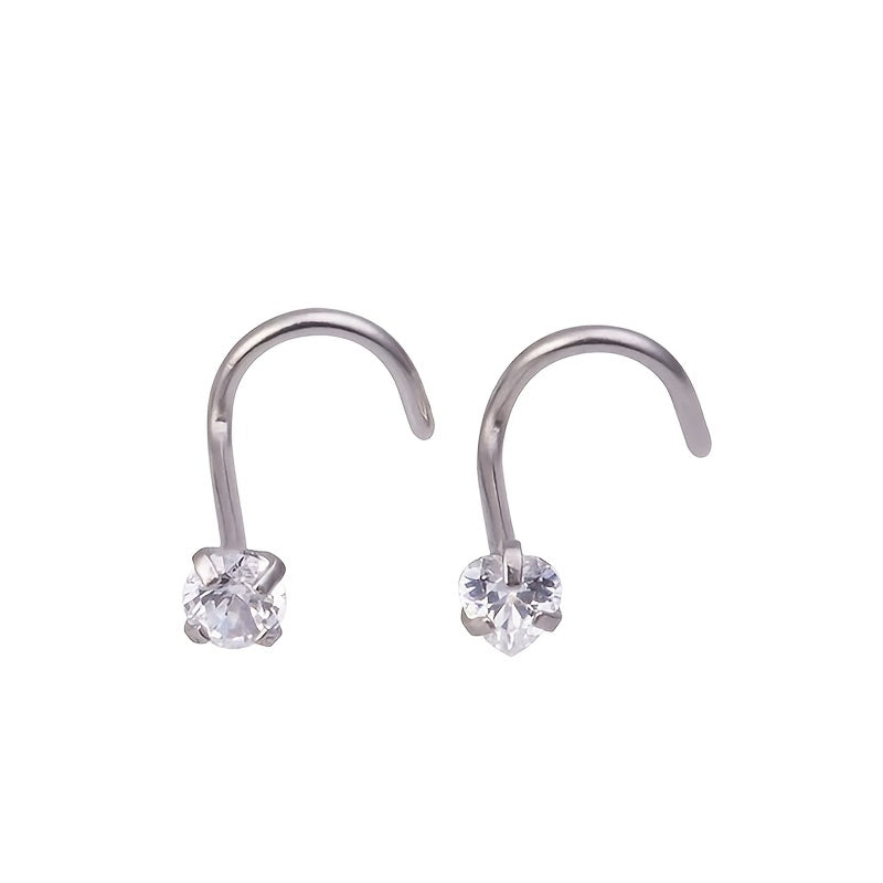 4 Pcs Zircon Stainless Steel Nose Stud Set Body Piercing Jewelry