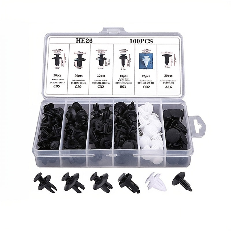 100pcs Mixed Car Body Push Retainer Pin Bumper Door Trim Panel Fastener Clip