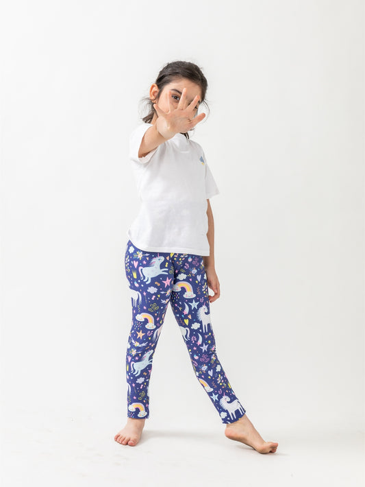 Girls Unicorn Garden Leggings Soft High Stretch