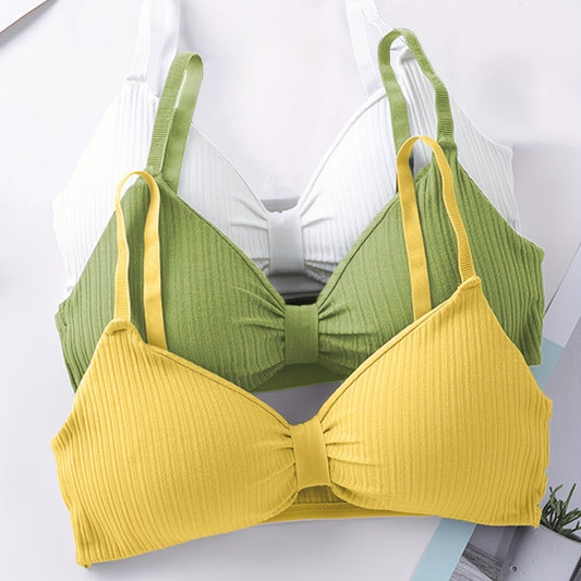 3pcs Girls Wrapped Chest Cami Vests Backless Tube Tops Push Up Bras