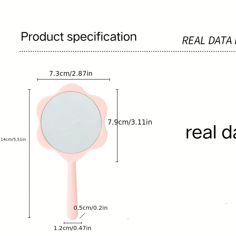 2pcs Cartoon Print Hand Mirror Floral Makeup Vanity Mirror for Girls Women Gift