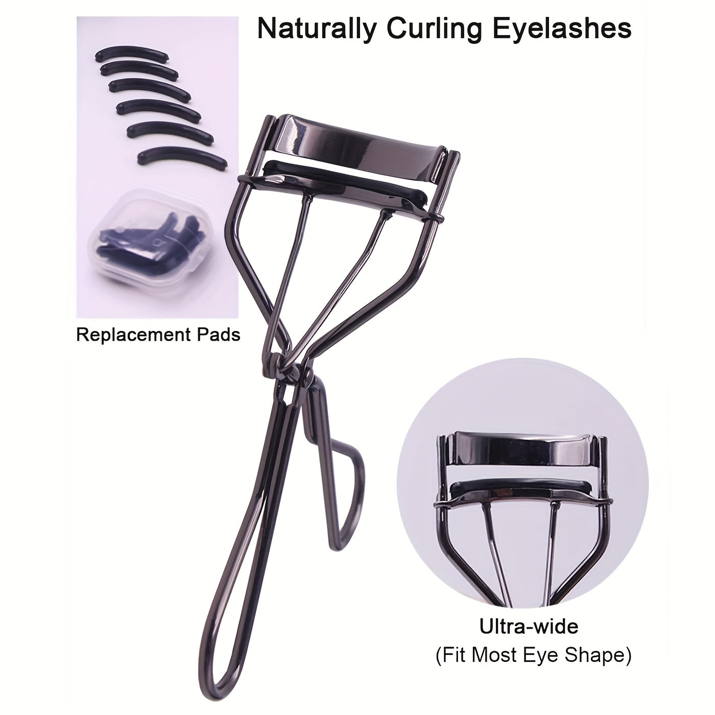 Eyelash Curler with Steel Comb and 6 Replacement Pads