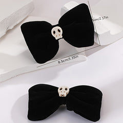 Velvet Skull Bow Hair Clip Cyberpunk Hair Pin Barrette Accessories