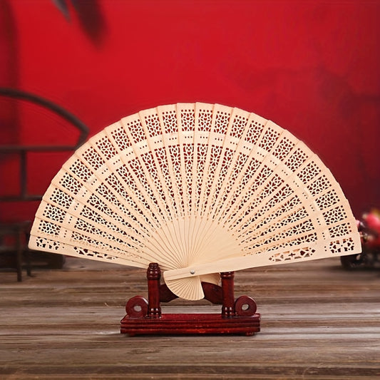 Wooden Fan Classic Ancient Style Carry Hollow Full Wood Accessories