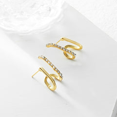 Geometric Rhinestone Stud Earrings Sweet Ear Jewelry