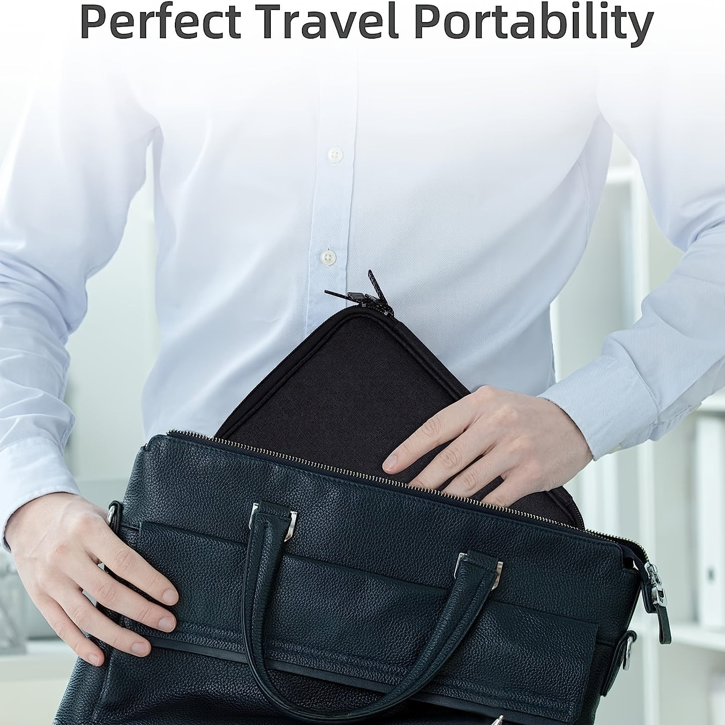 Compact Linen Electronics Organizer Double Layered Water Resistant Cable Storage