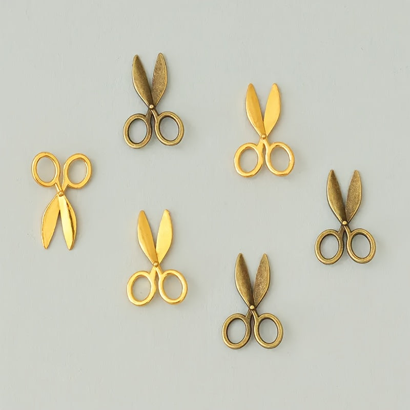Antique Bronze & Golden Scissors Alloy Micro Scale Realistic Dollhouse Decor