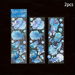 2pcs Laser Silver Colorful Fish Decorative Sticker