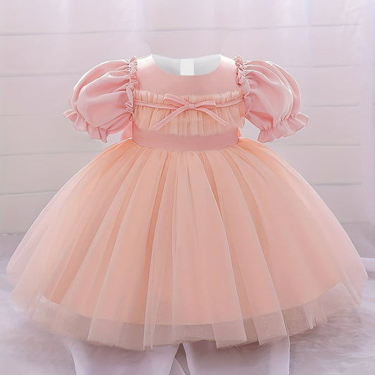 Toddler Princess Dress with Bow for 1st Birthday Party